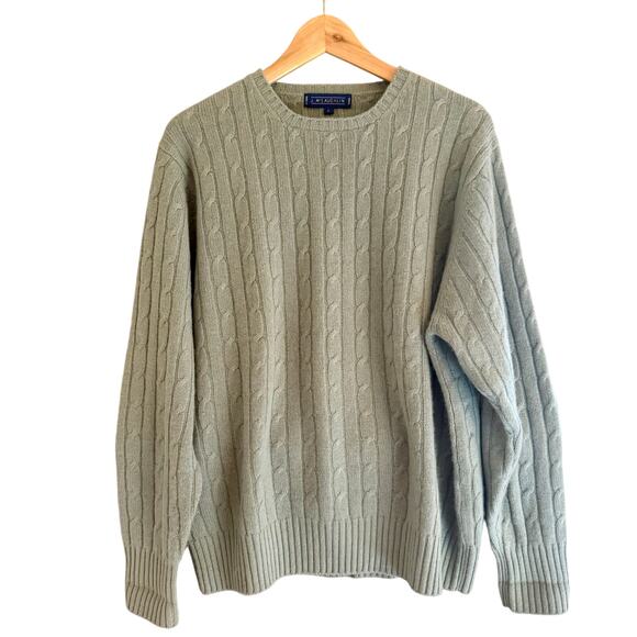J. McLaughlin Cable Knit Sweater L Sage Green Cashmere Cotton Blend - Picture 1 of 10
